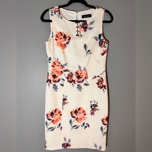 Ivanka Trump White Floral Knee Length Dress Sz 4